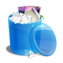 Blue recycle bin full