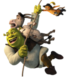 Shrek Donkey and Puss Flying